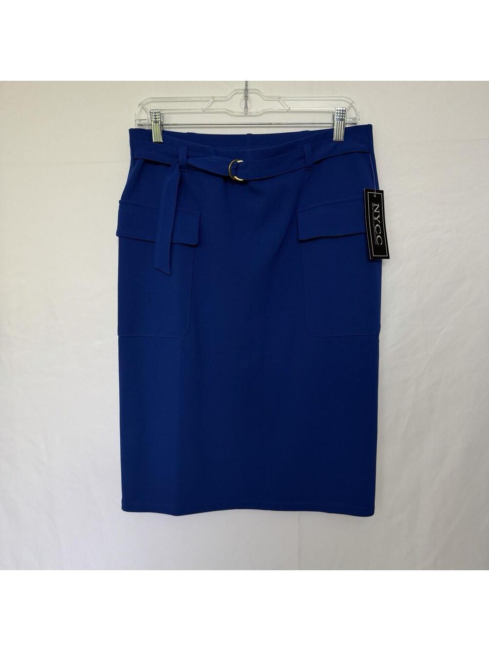 NYCC New York Clothing Co Royal Blue Pencil Skirt NWT Belted Cargo M